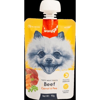 Image 1 of Wanpy Tasty Dog - Месна паста за кучета с говеждо, морков и грах, 90 гр