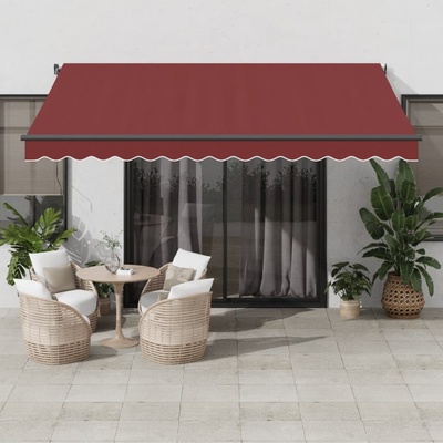 vidaXL Ručně zatahovací markýza s LED světly burgundská 400 x 350 cm
