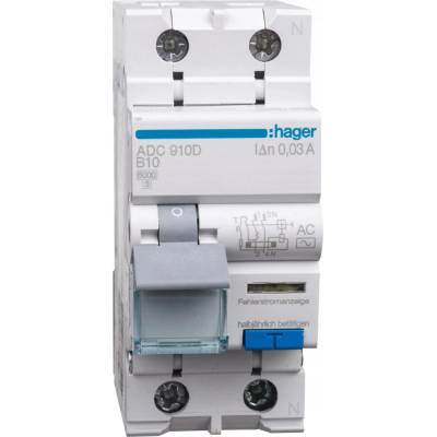 Hager Proudový chránič 1P+N B10A 30mA AC
