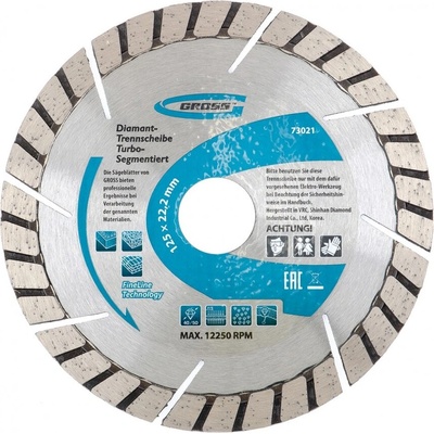 GROSS Диск диамантен за сухо рязане, сегментиран, 125х22, 2 мм, TURBO // Gross