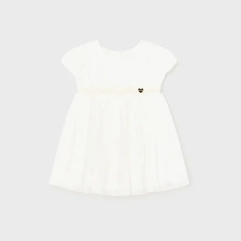 Mayoral Мръсно бяла тюлена рокля за бебе момиче с къс ръкав Майорал