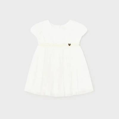 Mayoral Мръсно бяла тюлена рокля за бебе момиче с къс ръкав Майорал