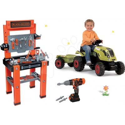 Smoby pracovná dielňa s vŕtačkou a šliapací traktor Claas