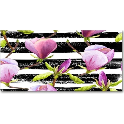 Fotoobraz sklenený na stenu do obývačky magnólie pásky 100x50 cm