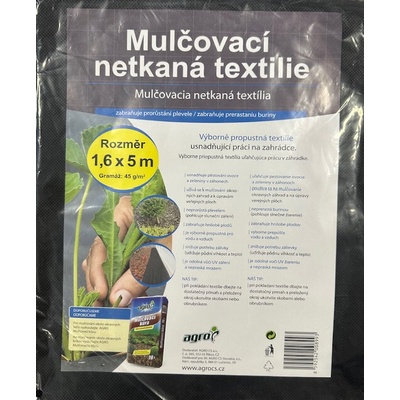 Agro Netkaná mulčovacia textília čierna 45 g, 1,6 x 5 m