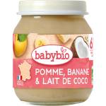 Babybio Био плодово пюре Babybio - Ябълка, банан и кокосово мляко, 130 g (3288130510973) - baby