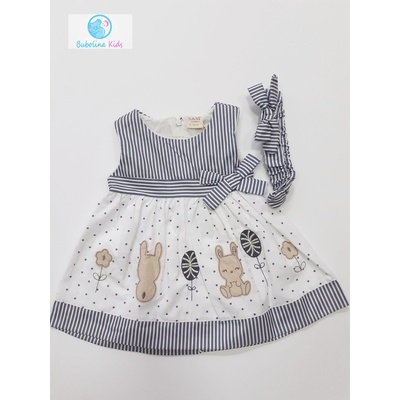 Myrat Baby Бебешка рокля райе, черно + диадема