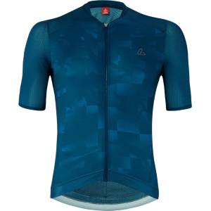 Löffler Мъжка фланелка с къс ръкав за колоездене Löffler Bike Jersey Full-Zip Skys Escape Cycling jersey - Navy - размер 56 (EU) (056-3929-0216)