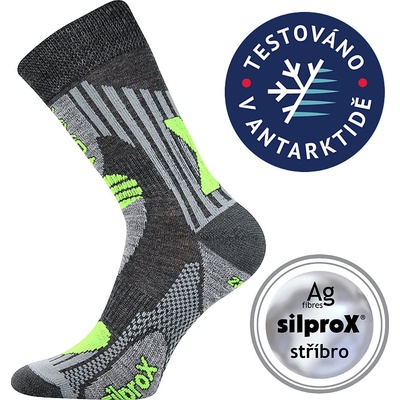 VoXX Vysoké froté ponožky z ovčí merino vlny Vision pro treking horskou turistiku šedé