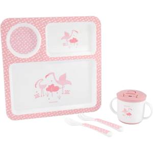 Kikkaboo Комплект за хранене Kikkaboo - Flamingo, Pink, 4 части (31302040089)