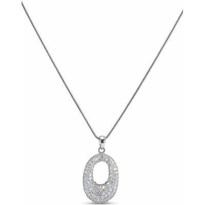 Šperky Nina Strieborný náhrdelník s oválným príveskem s kryštály Swarovski 050