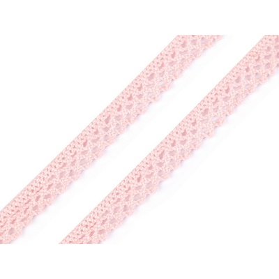 Bavlněná krajka šíře 12 mm paličkovaná - 5m Barva: růžová sv.