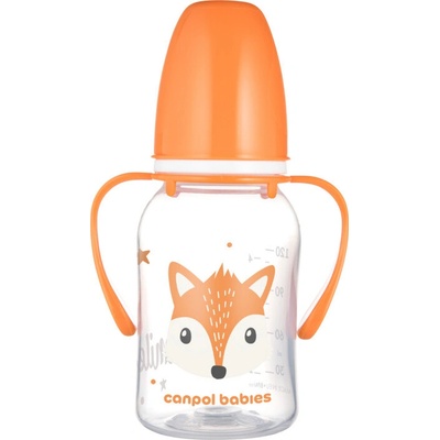 Canpol babies štandardná fľaša s uškami Cute Animals oranžová 120 ml
