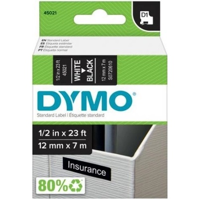 páska DYMO 45021 D1 White On Black Tape (12mm) (S0720610)