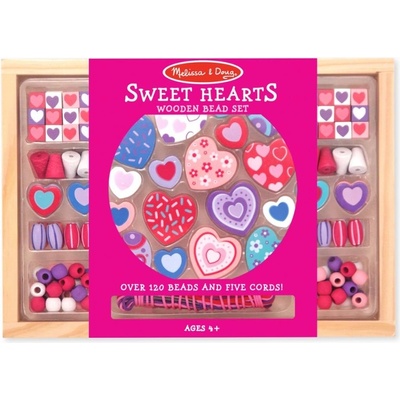 Melissa & Doug Drevené korálky srdce 120 kusov