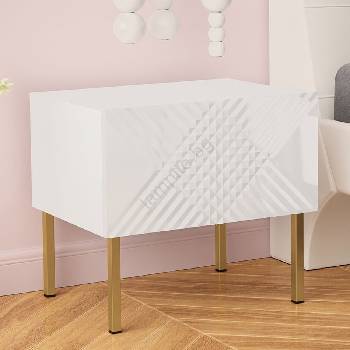 Image 1 of MIRJAN 24 Нощно шкафче EXITO 46x50 см бял/златист (MJ0045)