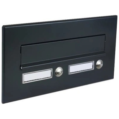 DOLS ČD-36 RAL7016 - čelná doska poštovej schránky na zamurovanie, s 2x menovkou a 2x zvončekovým tlačidlom, antracit