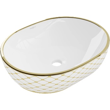 Mexen Viki плотневи умивалник 48 x 35 см, бяло/златно каре - 21054809 (21054809)