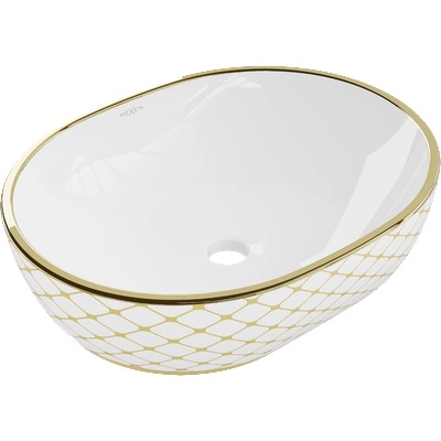 Mexen Viki плотневи умивалник 48 x 35 см, бяло/златно каре - 21054809 (21054809)