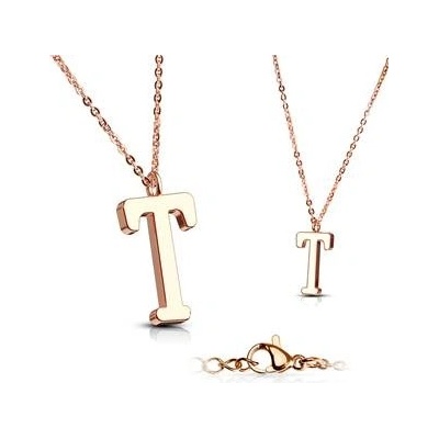 Šperky4U Zlacený ocelový řetízek s přívěškem iniciála OPD0231-T