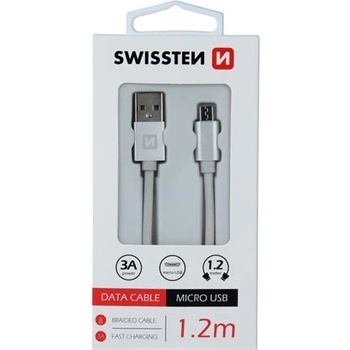 Swissten 71522203 USB - microUSB, 1,2m, stříbrný