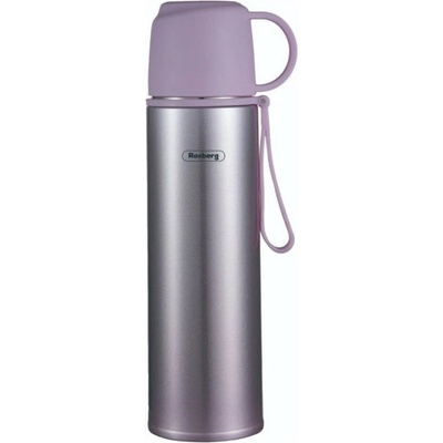 Rosberg Термос Rosberg R52010F purple, 0.5л. , неръждаема стомана, двуслойна вакуумна изолация, капак чаша, лилав (R52010F purple)