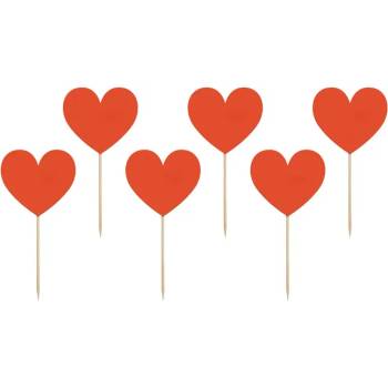 PartyDeco Декорации за мъфини Червени сърца 6 бр