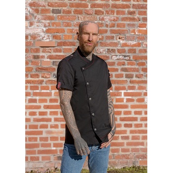 Karlowsky Мъжка готварска куртка ROCK CHEF® Stage2, къс ръкав, черна (RCJM22-01)