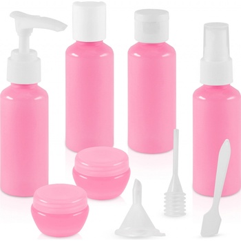 APT AG623 Souprava plastových lahviček a dóz na kosmetiku 9 dílů růžová
