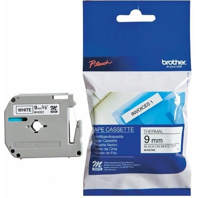 Brother Лента за етикетен принтер BROTHER тип M-9 mm BLACK ON WHITE TAPE, MK-221BZ, черно на бял фон (MK221BZ)