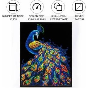 Diamond Dotz adults flocked neon peacock