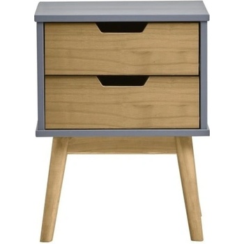 Marckeric Сиво-кафяво нощно шкафче, изработено от масивна борова дървесина Baku - Marckeric (11148)