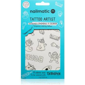 Nailmatic Tattoo Artist Temporary Coloring Tattoos татуировка за деца 3 y+ Monsters 9x16, 3 см