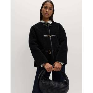 Marks & Spencer Палто от изкуствен косъм с пряжка Marks & Spencer черен Marks & Spencer | Cheren | ЖЕНИ | S REG
