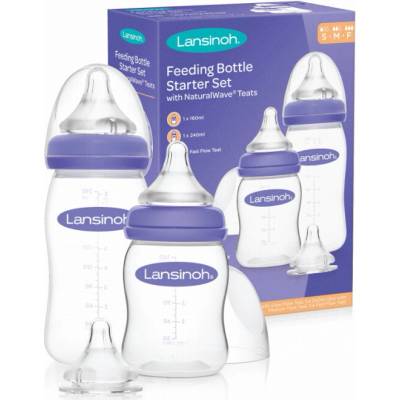 Lansinoh Fľaše na kŕmenie so cumlíkami NaturalWave Štartovacia sada