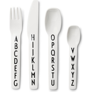 Design Letters Детски прибори за хранене AJ Kids бели 4 части (20202901WHITE)
