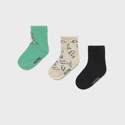 Mayoral Сет 3чифта чорапи с мотиви на динозаври за бебе момче Майорал