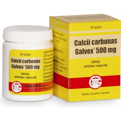 Calcii Carbonici 500 mg tbl. Galvex Kalciové tablety 500 mg Galvex tbl.50 x 500 mg