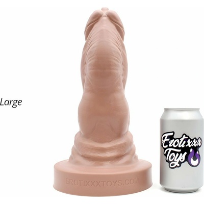 Erotixxx Toys Bulldog Pale Flesh 75% L prémiové silikónové dildo s Vac-U-Lock 28,5 x 6,4–10,2 cm