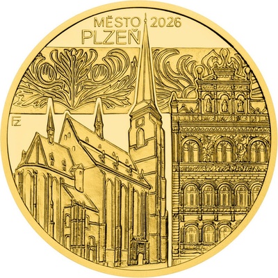 ČNB Zlatá mince 5000 Kč Město Plzeň 2026 Proof 1/2 oz