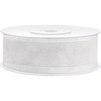 Party Deco Панделка от шифон, бяла, 25 мм/25 м