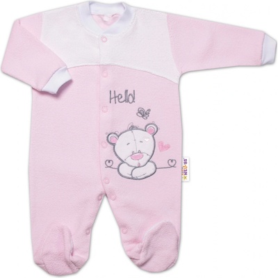 Baby Nellys Dojčenský overal froté Macko Hello ružový