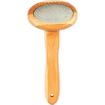 Duvo Plus Slicker Brush - Бамбукова четка за кучета и котки с ергономична дръжка 18/10 см