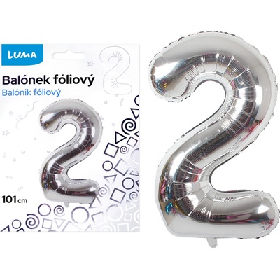 LUMA Balónek foliový č. 2 STŘÍBRNÝ 101 cm
