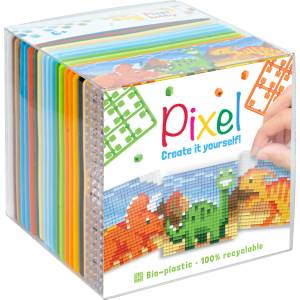 Pixelhobby Комплект от 3 мозайки с пиксели Classic, Pixelhobby, Куб - Динозаври (29024-Dino)