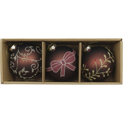 Chic Antique Vianočná ozdoba Mocca Ø 8 cm – set 3 ks