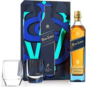 Johnnie Walker Blue Label with two glasses - бленд шотландско уиски 700ml