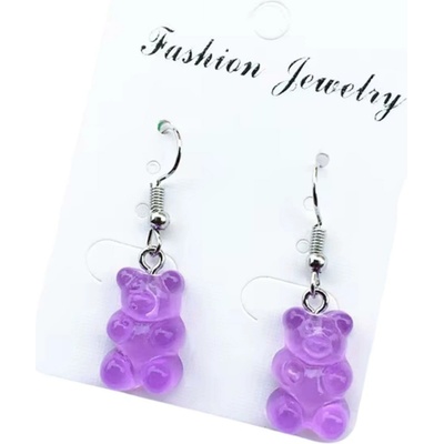 Izmael Náušnice Bear fialová KP38292