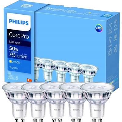 Philips 5x LED žiarovka GU10 4,6 W 355lm 2700K