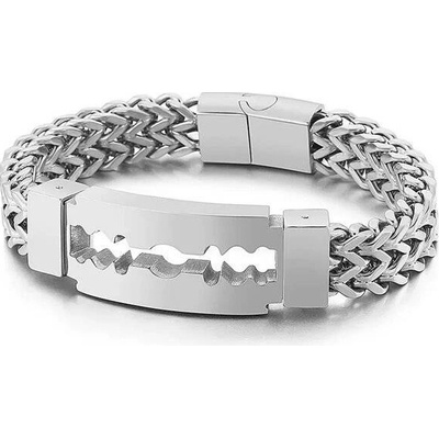 Impress Jewelry Punkový náramek z chirurgické oceli Razor Žiletka Stříbrná 220326162223-SL